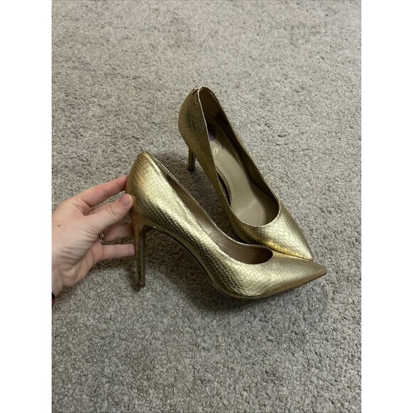 Sam Edelman Women's Hazel Pumps Gold Snakeskin Size‎ 8.5 - Picture 1 of 8